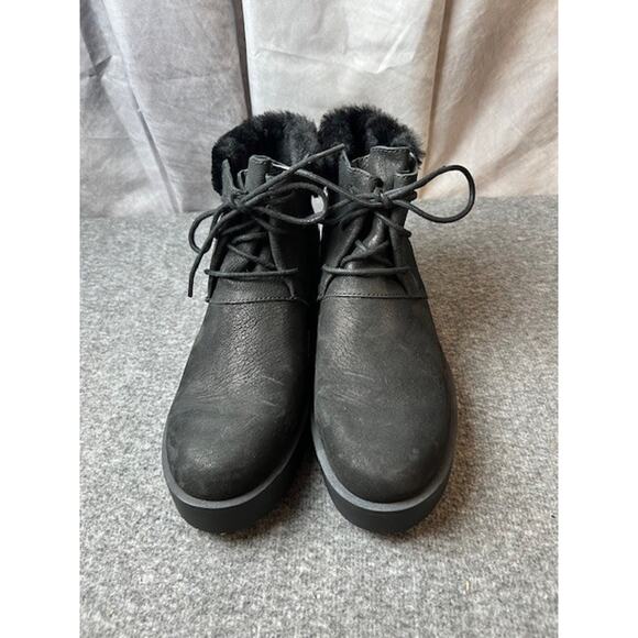 Eileen Fisher Women’s Kenille Sport Suede/Shearling Wedge Boot Black Sz 7 NWOB - Picture 2 of 10